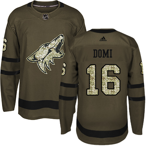 Adidas Coyotes #16 Max Domi Green Salute to Service Stitched NHL Jersey